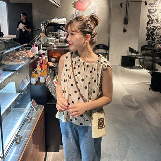 Polka Dot Ribbon Blouse