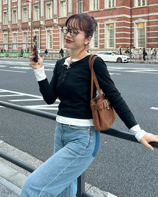 Layered long-sleeve T-shirt