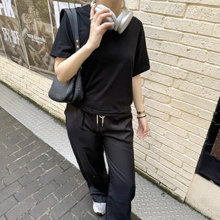 Basic cropped short-sleeved T-shirt
