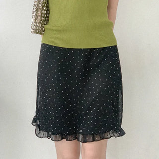 Polka Dot Frill Midi Skirt