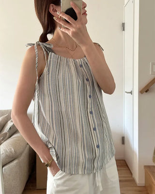 Striped button blouse