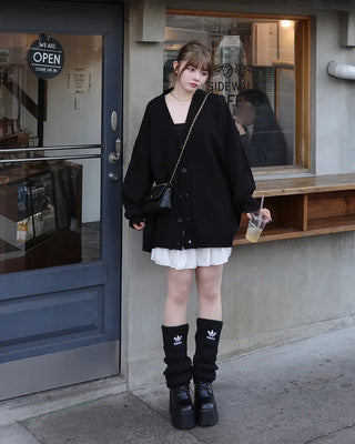 Oversized Button Long Cardigan