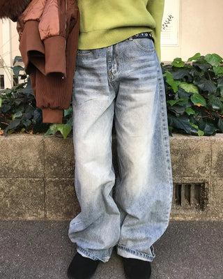 Wide denim pants