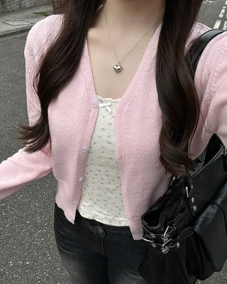 V-neck basic cardigan