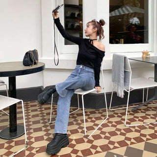 Pocket Flare Fit Denim Pants