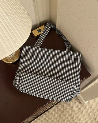 Checkered frill shoulder bag