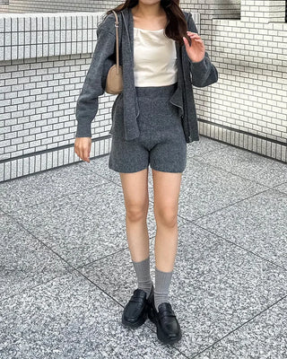 Double-zip hoodie and shorts set