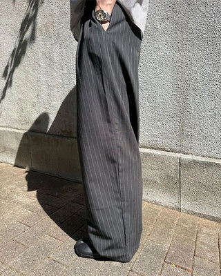 Striped button design wide slacks