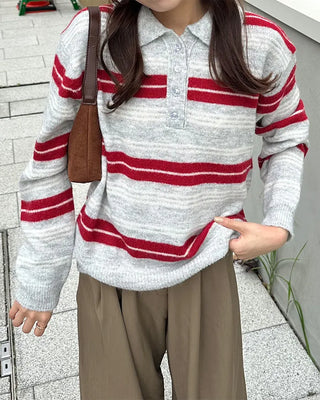 Striped long-sleeved knit