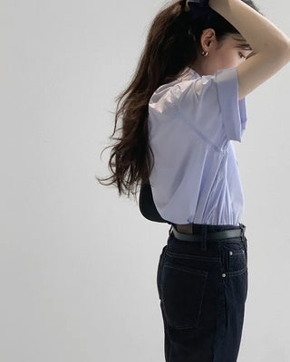 (7 colors) Double-stitched washed shirt