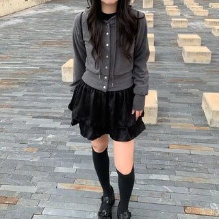Frilled flared mini skirt