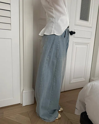 Wide denim pants