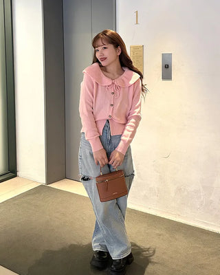 Ribbon Frill Collar Cardigan