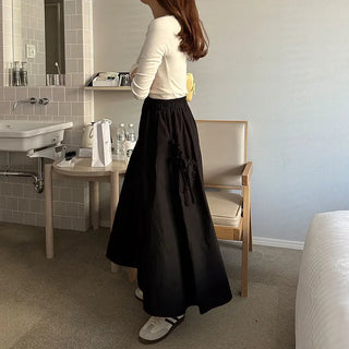 Side pocket gathered flared skirt