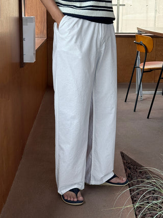 Libero Pigment Linen Long Wide Pants