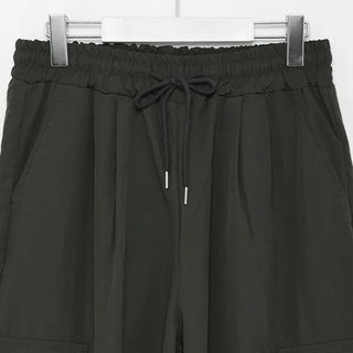 Nylon wide pocket drawstring pants