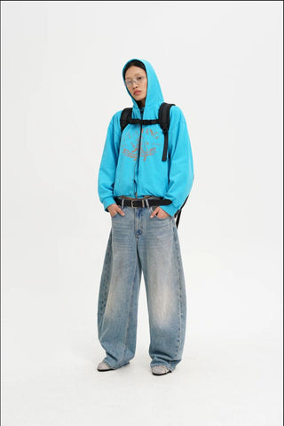 [MASONPRINCE] Washed Mid-Rise Tapered Wide Denim Pants