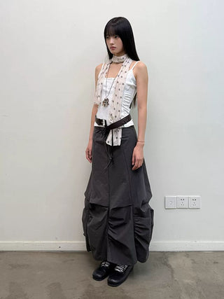 [NeverSeez] Ribbed Button-Front Cami Top