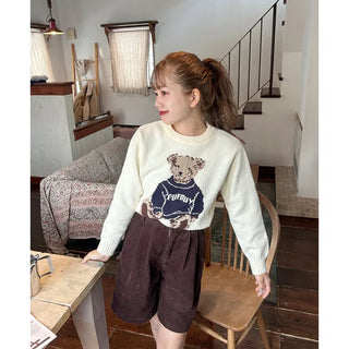 Two-pleat corduroy shorts