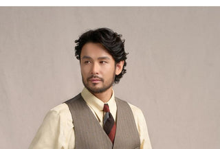 [CULTUM] 1930s Wool Blend Striped V-Neck Vest