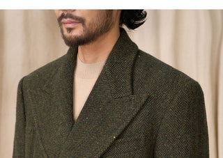 [CULTUM] Heavyweight Wool Herringbone Polo Coat