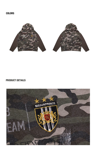 [MASONPRINCE] Distressed Camouflage Hoodie