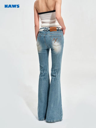 [NOTAWEAR] High-Waist Washed Slim Flare  Jeans