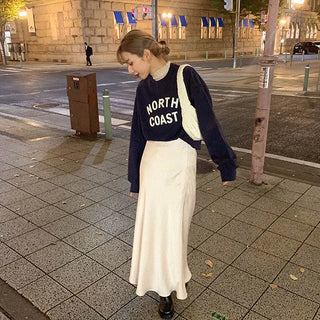 Satin long skirt