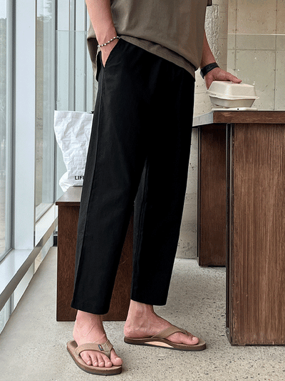 Only Linen Crop Elastic Waist Pants