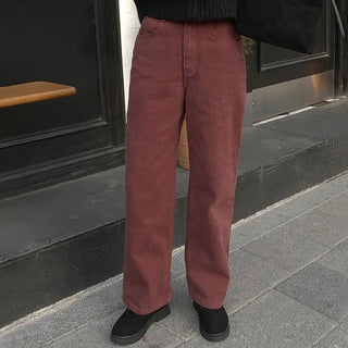 (basic/long) Fleece-lined denim pants - 4 sizes