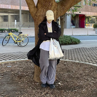 Oversized trench coat with sleeve belt