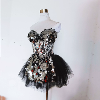 Sweetheart neck glitter mesh mini dress