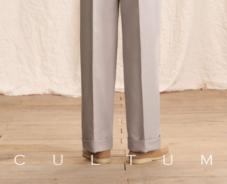 [CULTUM] Double Pleat Straight Leg Trousers