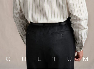 [CULTUM] 1930s Long Point Collar Striped Shirt