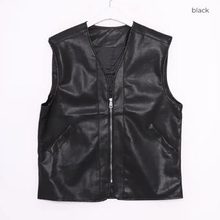 Leather zip-up vest
