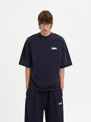 [MASONPRINCE] Washed Cotton Knit Tee with Label