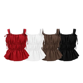 Ribbon elastic sleeveless top