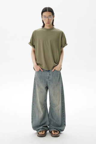 [MASONPRINCE] Washed Slub Denim Wide Leg Pants