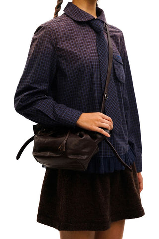 [Moromoro2] Purple Plaid Shirt with Lace  Trim