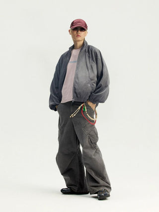 [Monterest] Washed Mesh Oversized Track Jacket