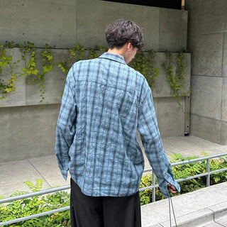 Cotton check long-sleeved shirt