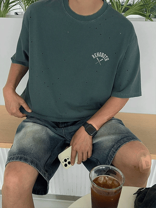 REHOBOTH Pigment Punching Damage 1/2 T-shirt