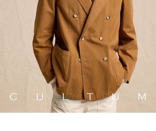 [CULTUM] Cotton Twill Double-Breasted Blazer