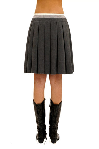 [Moromoro2] Lace Trim Plaid Patchwork Pleated  Skirt
