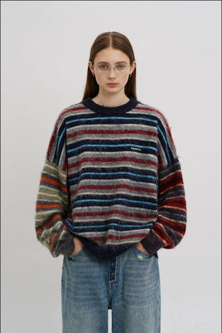 [MASONPRINCE] Striped Wool Blend Crewneck Sweater