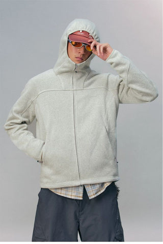 [Monterest] Fleece-Lined Hooded Zip-Up Cardigan