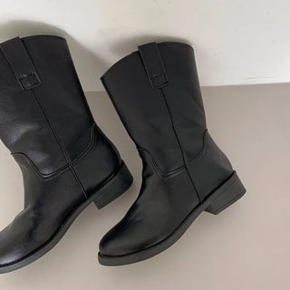 Simple mid-calf half boots (2 colors)