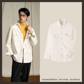 [CULTUM] Washed Cotton Western Denim Shirt