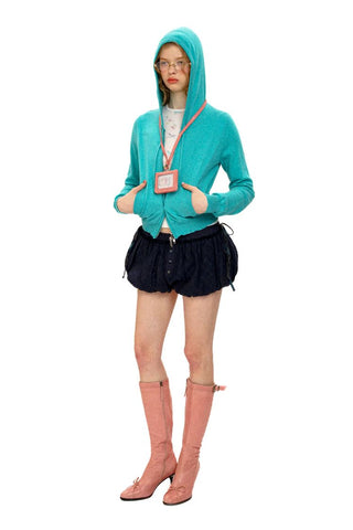 [Moromoro2] Handmade Patch Hooded Zip-Up  Cardigan