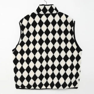 Checkered fleece vest